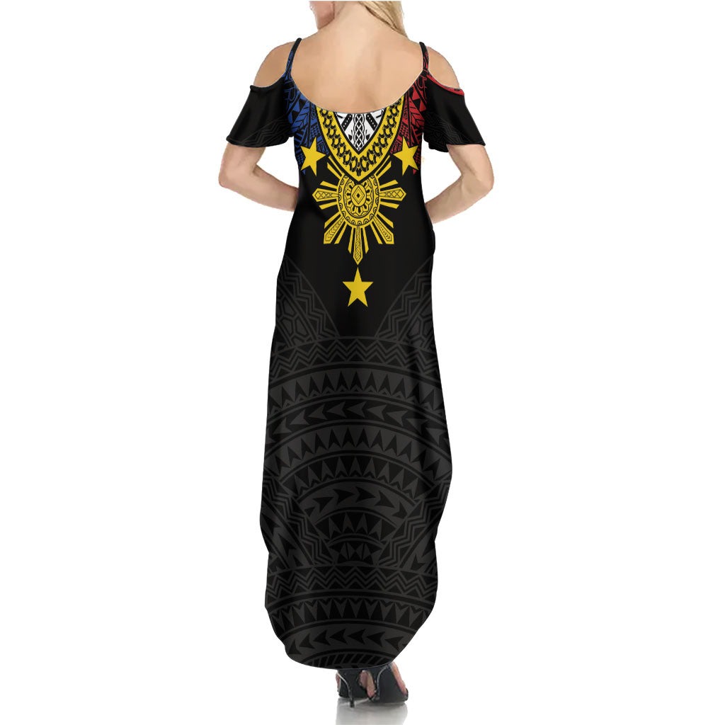 Philippines Heritage Baybayin Mix Polynesian Family Matching Summer Maxi Dress and Hawaiian Shirt