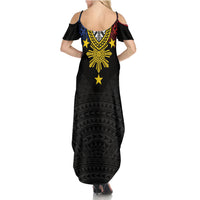 Philippines Heritage Baybayin Mix Polynesian Family Matching Summer Maxi Dress and Hawaiian Shirt