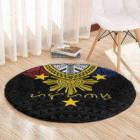 Philippines Heritage Baybayin Mix Polynesian Round Carpet LT7 - Polynesian Pride