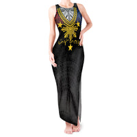 Philippines Heritage Baybayin Mix Polynesian Tank Maxi Dress LT7 Women Black - Polynesian Pride