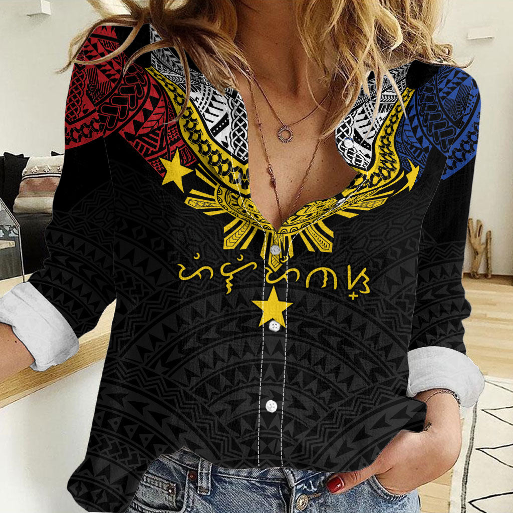 Philippines Heritage Baybayin Mix Polynesian Women Casual Shirt