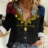 Philippines Heritage Baybayin Mix Polynesian Women Casual Shirt