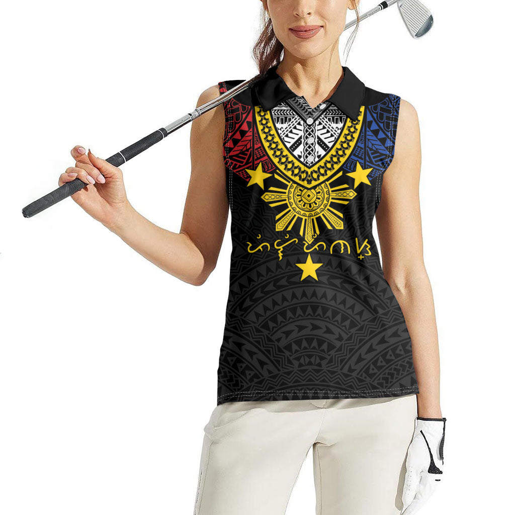 Philippines Heritage Baybayin Mix Polynesian Women Sleeveless Polo Shirt