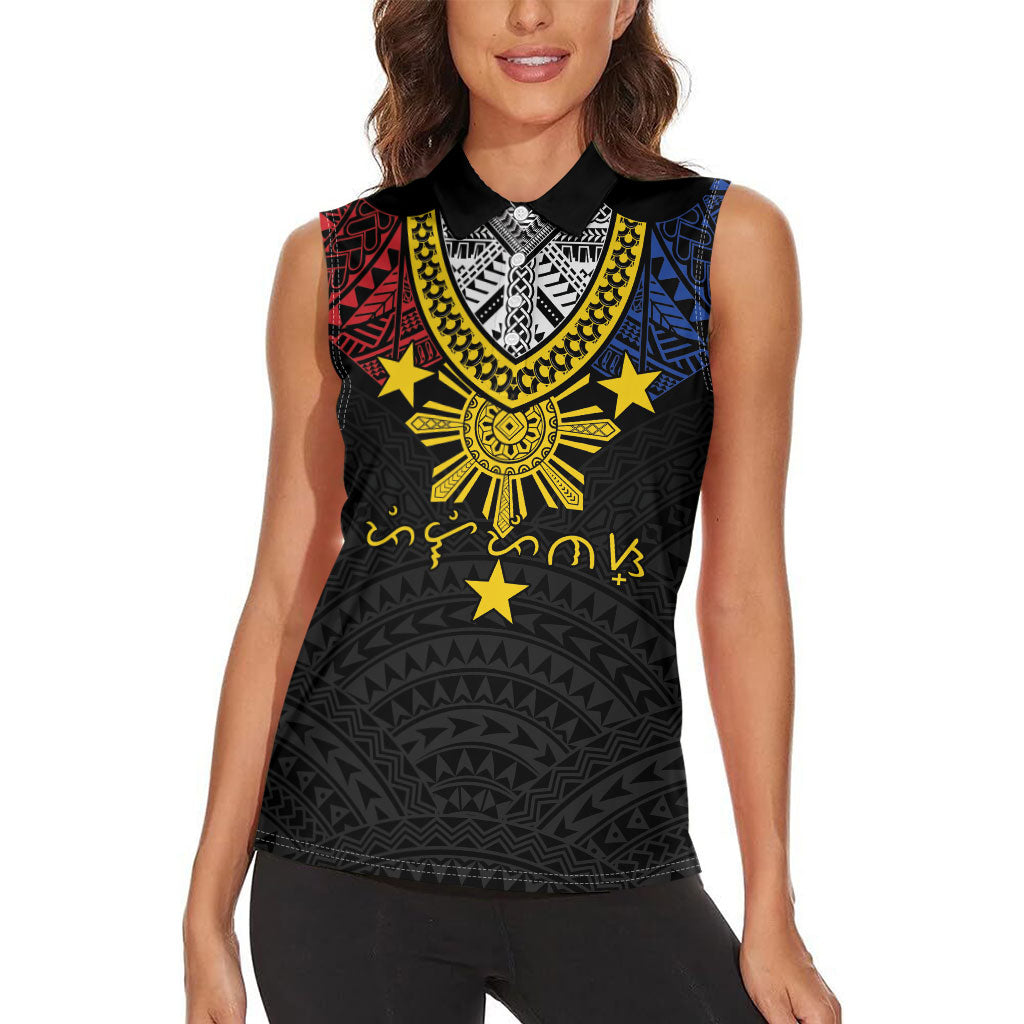 Philippines Heritage Baybayin Mix Polynesian Women Sleeveless Polo Shirt