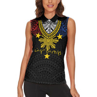 Philippines Heritage Baybayin Mix Polynesian Women Sleeveless Polo Shirt