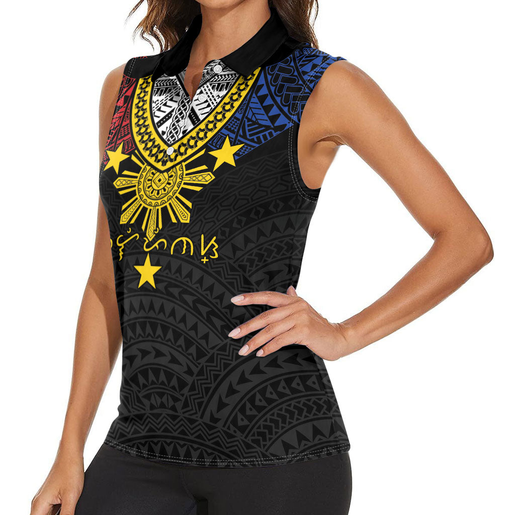 Philippines Heritage Baybayin Mix Polynesian Women Sleeveless Polo Shirt