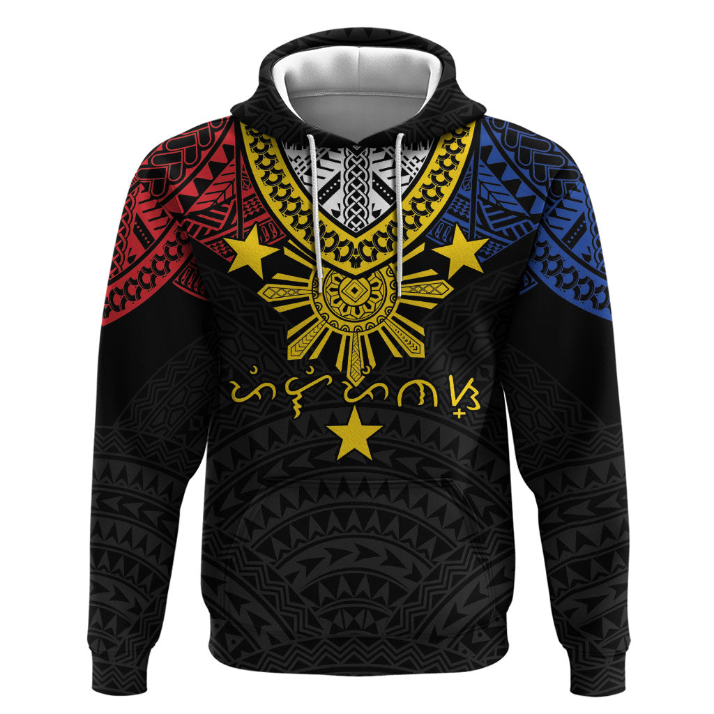 Philippines Heritage Baybayin Mix Polynesian Zip Hoodie LT7 Pullover Hoodie Black - Polynesian Pride