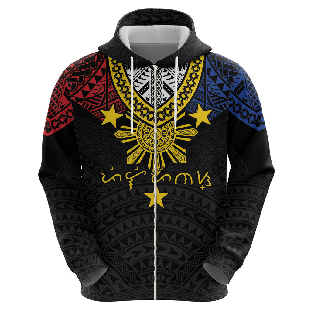 Philippines Heritage Baybayin Mix Polynesian Zip Hoodie LT7 - Polynesian Pride