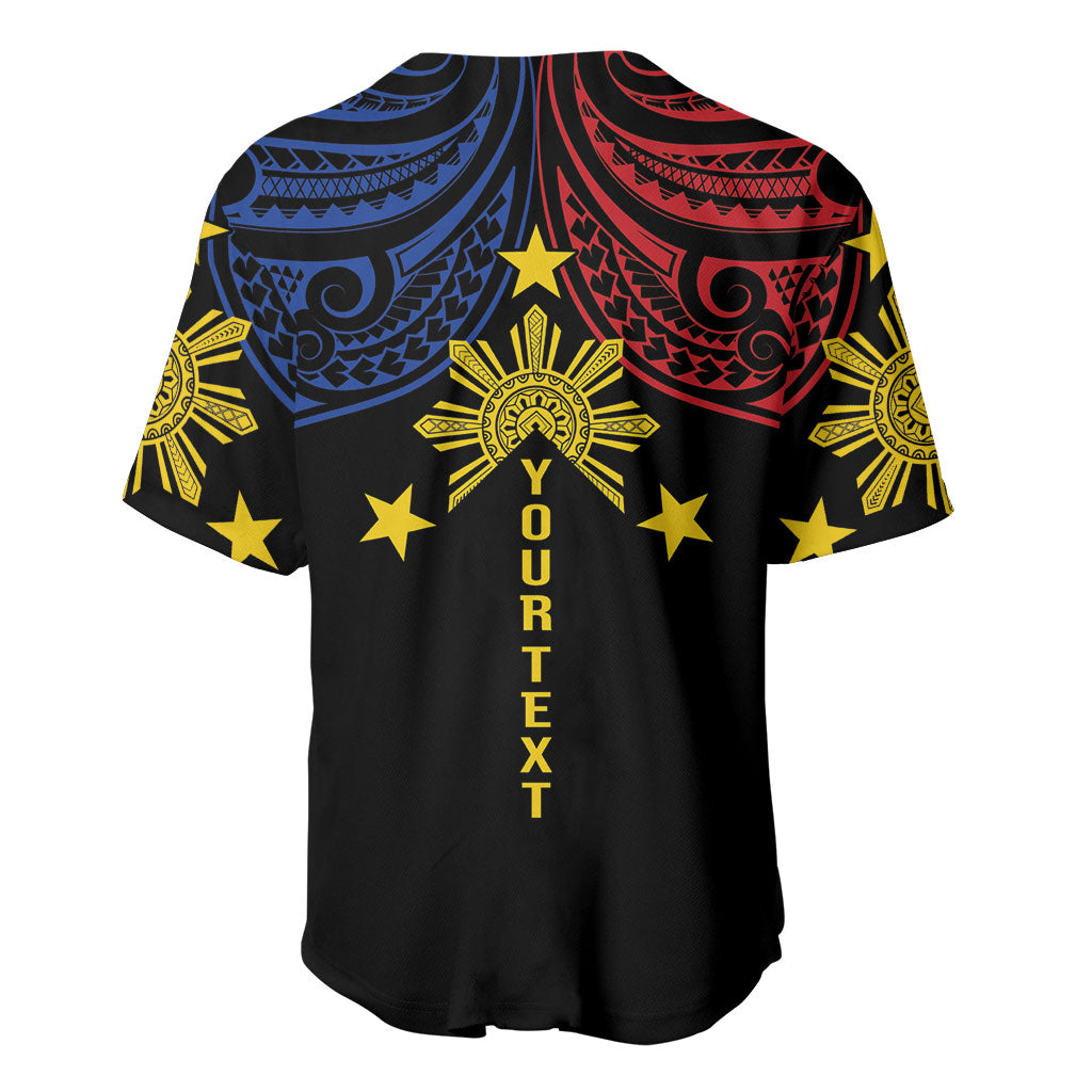 Philippines Heritage Personalized Baseball Jersey Baybayin Philipinas Sun