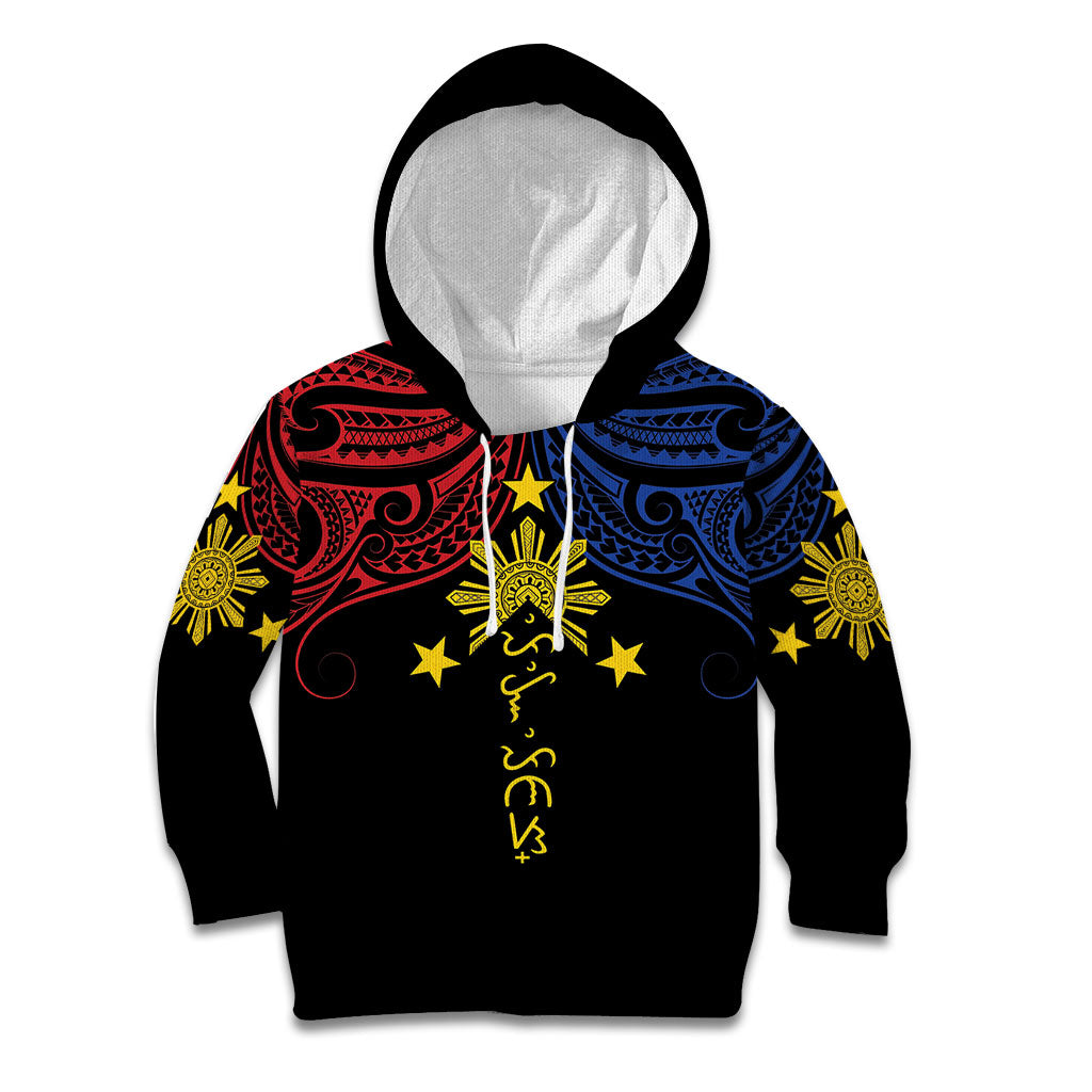 Philippines Heritage Personalized Kid Hoodie Baybayin Philipinas Sun