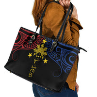 Philippines Heritage Leather Tote Bag Baybayin Philipinas Sun