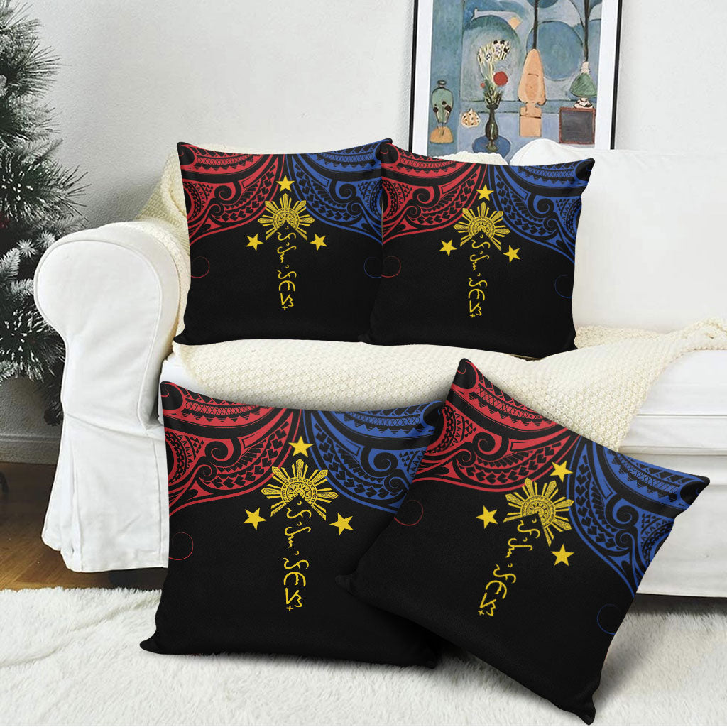 Philippines Heritage Pillow Cover Baybayin Philipinas Sun LT7 - Polynesian Pride