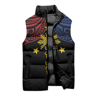 Philippines Heritage Personalized Sleeveless Puffer Jacket Baybayin Philipinas Sun LT7 - Polynesian Pride