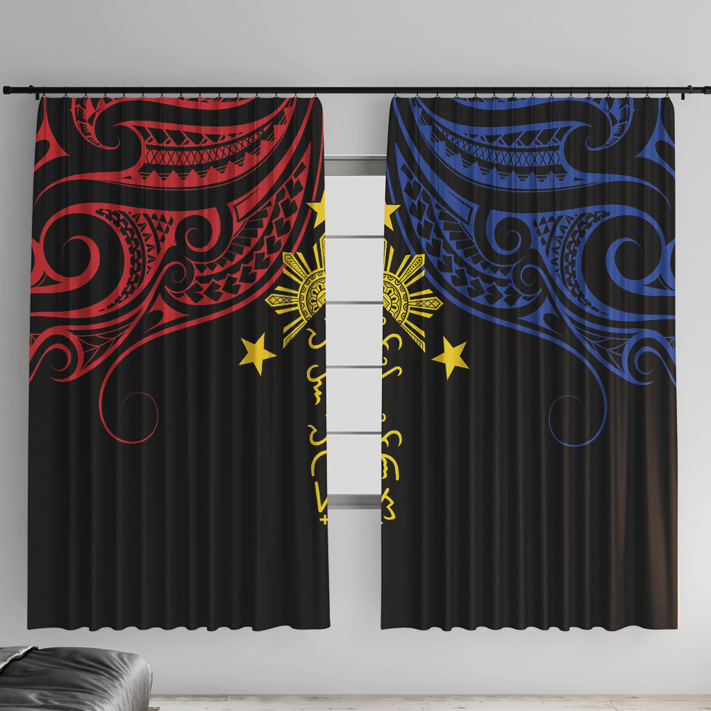 Philippines Heritage Window Curtain Baybayin Philipinas Sun