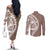 Polynesian Pride Couples Matching Off The Shoulder Long Sleeve Dress and Long Sleeve Button Shirts Polynesia Tribal - Tropical Brown LT7 - Polynesian Pride