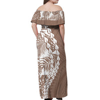 Polynesian Pride Off Shoulder Maxi Dress Polynesia Tribal - Tropical Brown LT7 - Polynesian Pride
