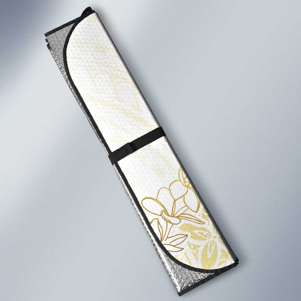 Samoa Lotu Tamaiti Mamanu Siapo Auto Sun Shade Golden Plumeria - Polynesian Pride