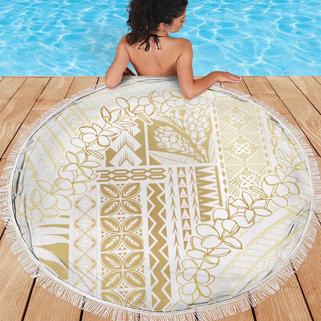 Samoa Lotu Tamaiti Mamanu Siapo Beach Blanket Golden Plumeria - Polynesian Pride