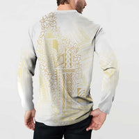 Samoa Lotu Tamaiti Mamanu Siapo Button Sweatshirt Golden Plumeria - Polynesian Pride