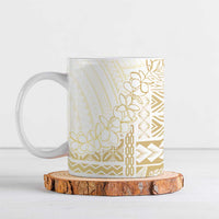 Samoa Lotu Tamaiti Mamanu Siapo Ceramic Mug Golden Plumeria - Polynesian Pride