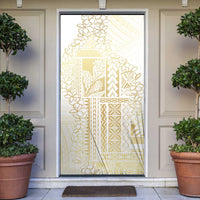 Samoa Lotu Tamaiti Mamanu Siapo Door Cover Golden Plumeria - Polynesian Pride