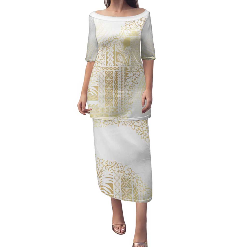 Samoa Lotu Tamaiti Mamanu Siapo Family Matching Puletasi and Hawaiian Shirt Golden Plumeria - Polynesian Pride