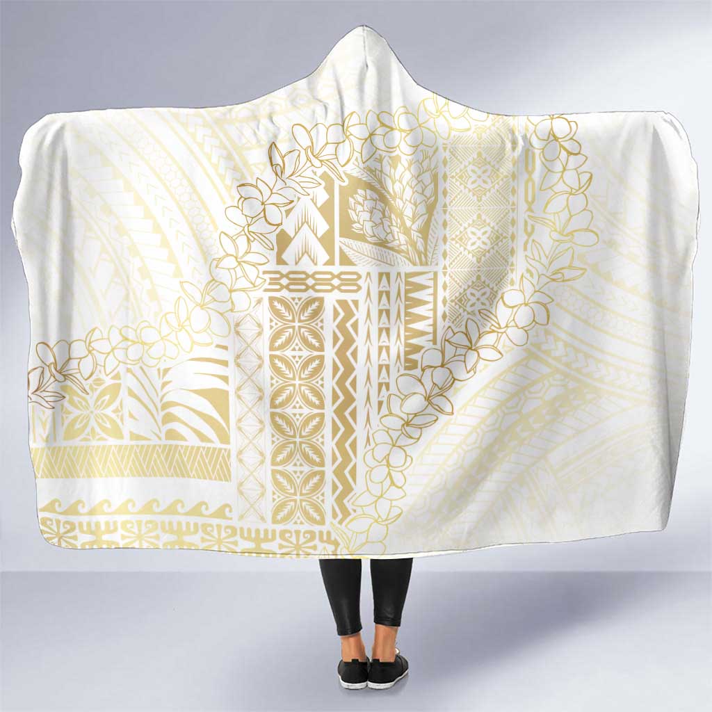 Samoa Lotu Tamaiti Mamanu Siapo Hooded Blanket Golden Plumeria LT7 One Size Gold - Polynesian Pride
