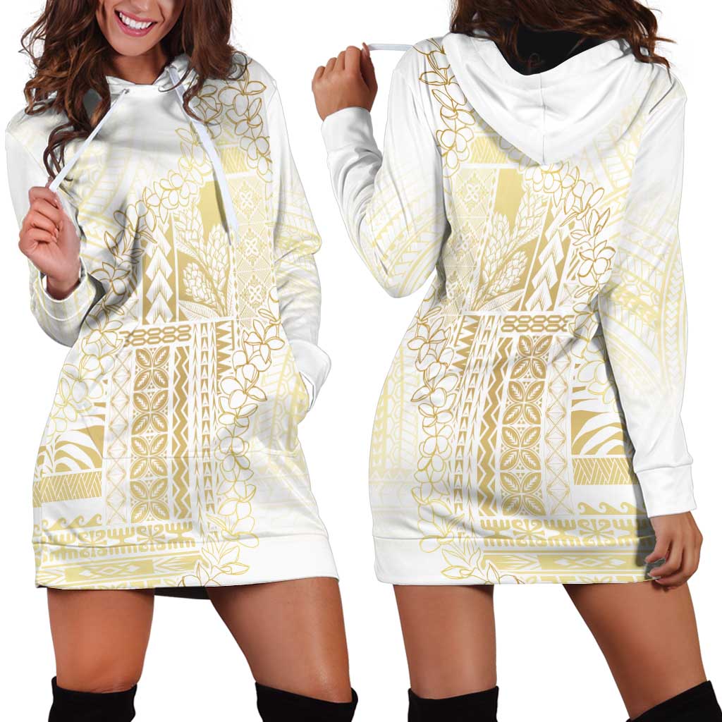 Samoa Lotu Tamaiti Mamanu Siapo Hoodie Dress Golden Plumeria - Polynesian Pride