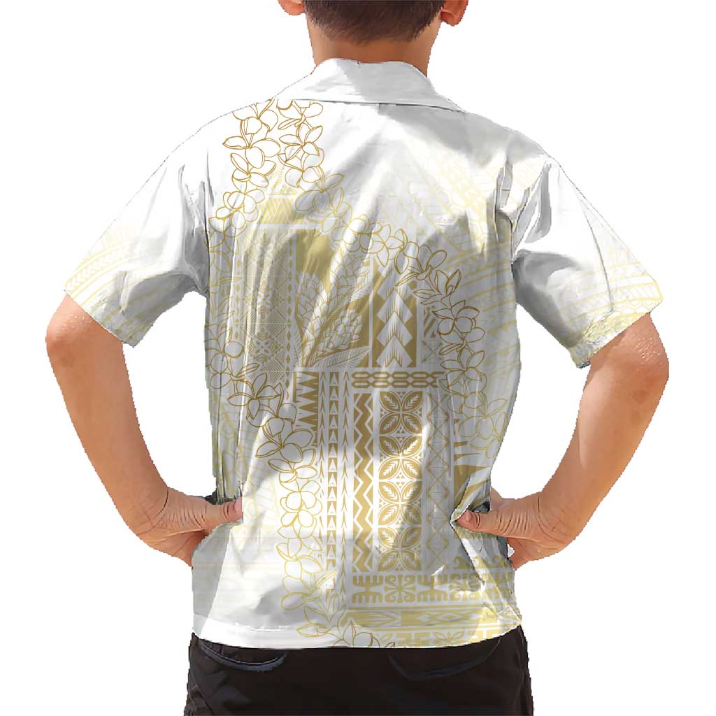 Samoa Lotu Tamaiti Mamanu Siapo Kid Hawaiian Shirt Golden Plumeria - Polynesian Pride