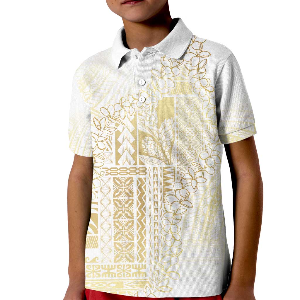 Samoa Lotu Tamaiti Mamanu Siapo Kid Polo Shirt Golden Plumeria - Polynesian Pride