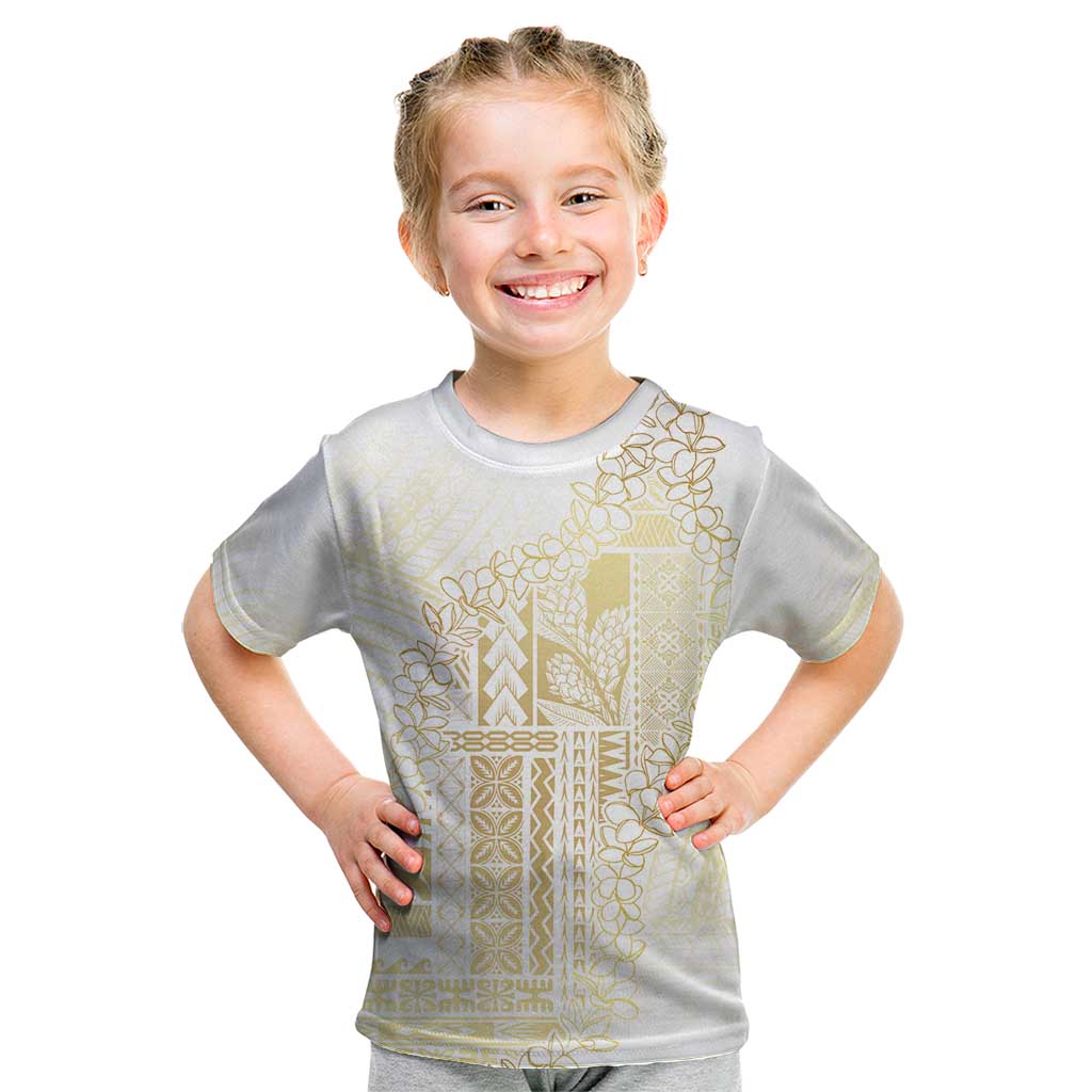 Samoa Lotu Tamaiti Mamanu Siapo Kid T Shirt Golden Plumeria LT7 Gold - Polynesian Pride