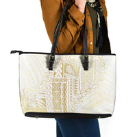Samoa Lotu Tamaiti Mamanu Siapo Leather Tote Bag Golden Plumeria LT7 - Polynesian Pride