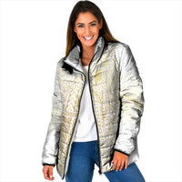 Samoa Lotu Tamaiti Mamanu Siapo Padded Jacket Golden Plumeria LT7 Women Gold - Polynesian Pride