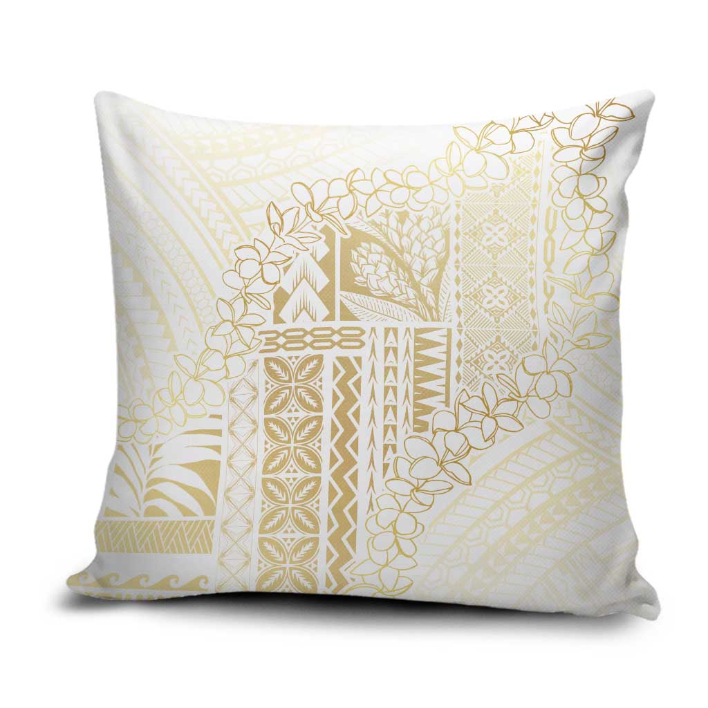 Samoa Lotu Tamaiti Mamanu Siapo Pillow Cover Golden Plumeria - Polynesian Pride