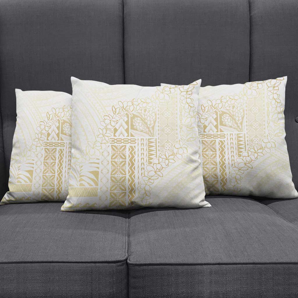 Samoa Lotu Tamaiti Mamanu Siapo Pillow Cover Golden Plumeria LT7 - Polynesian Pride