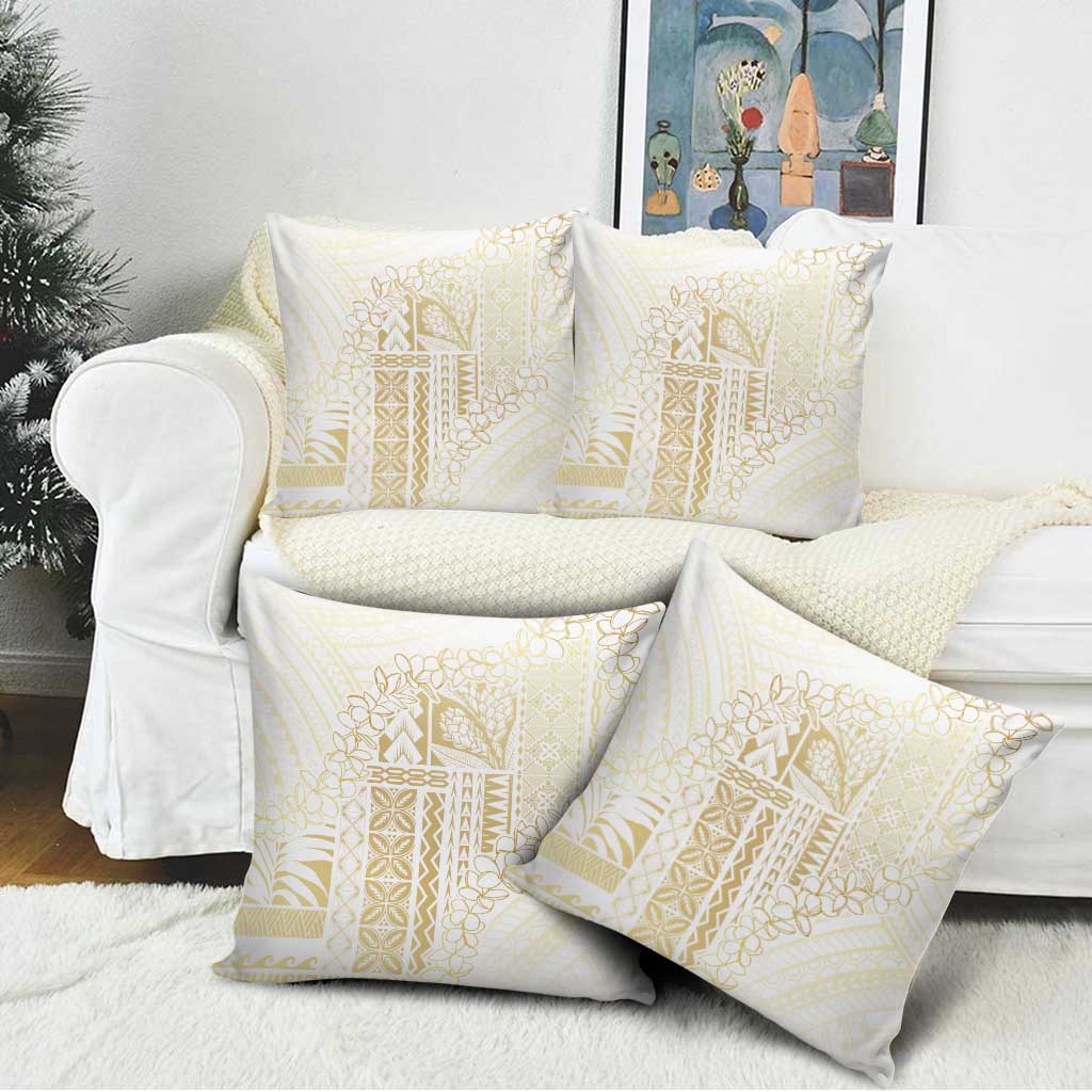 Samoa Lotu Tamaiti Mamanu Siapo Pillow Cover Golden Plumeria LT7 - Polynesian Pride