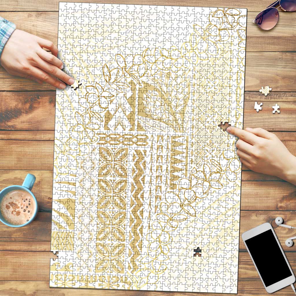 Samoa Lotu Tamaiti Mamanu Siapo Puzzle Golden Plumeria - Polynesian Pride
