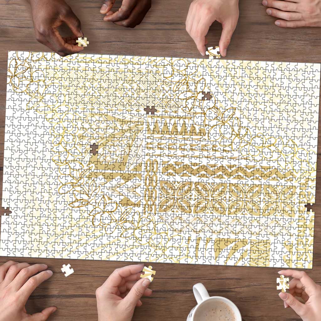 Samoa Lotu Tamaiti Mamanu Siapo Puzzle Golden Plumeria - Polynesian Pride