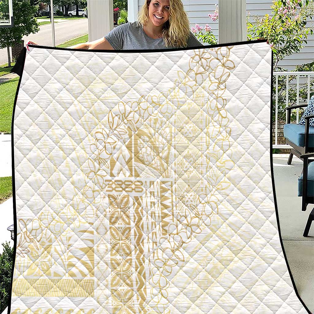 Samoa Lotu Tamaiti Mamanu Siapo Quilt Golden Plumeria LT7 Gold - Polynesian Pride