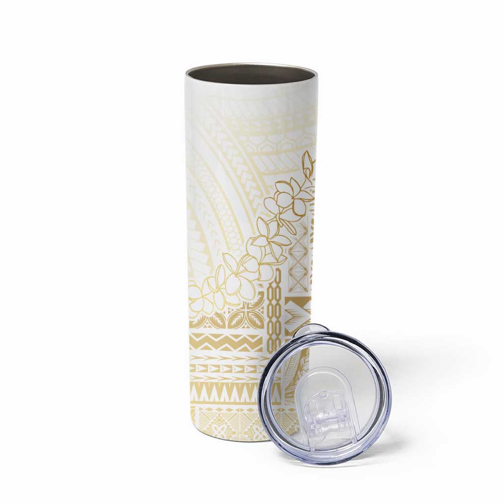 Samoa Lotu Tamaiti Mamanu Siapo Skinny Tumbler Golden Plumeria - Polynesian Pride