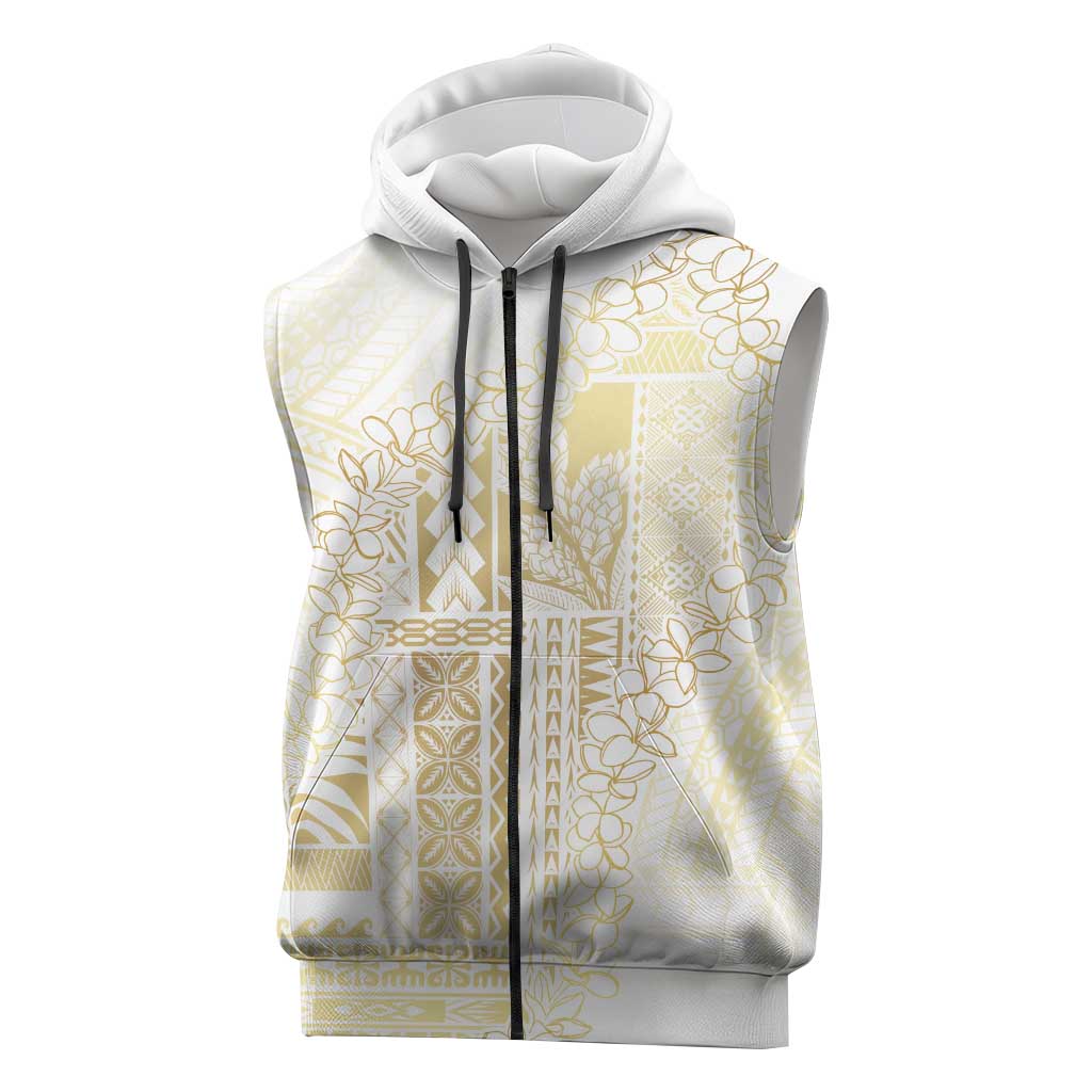 Samoa Lotu Tamaiti Mamanu Siapo Sleeveless Zip Hoodie Golden Plumeria LT7 Gold - Polynesian Pride