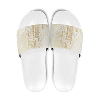 Samoa Lotu Tamaiti Mamanu Siapo Slide Sandals Golden Plumeria - Polynesian Pride