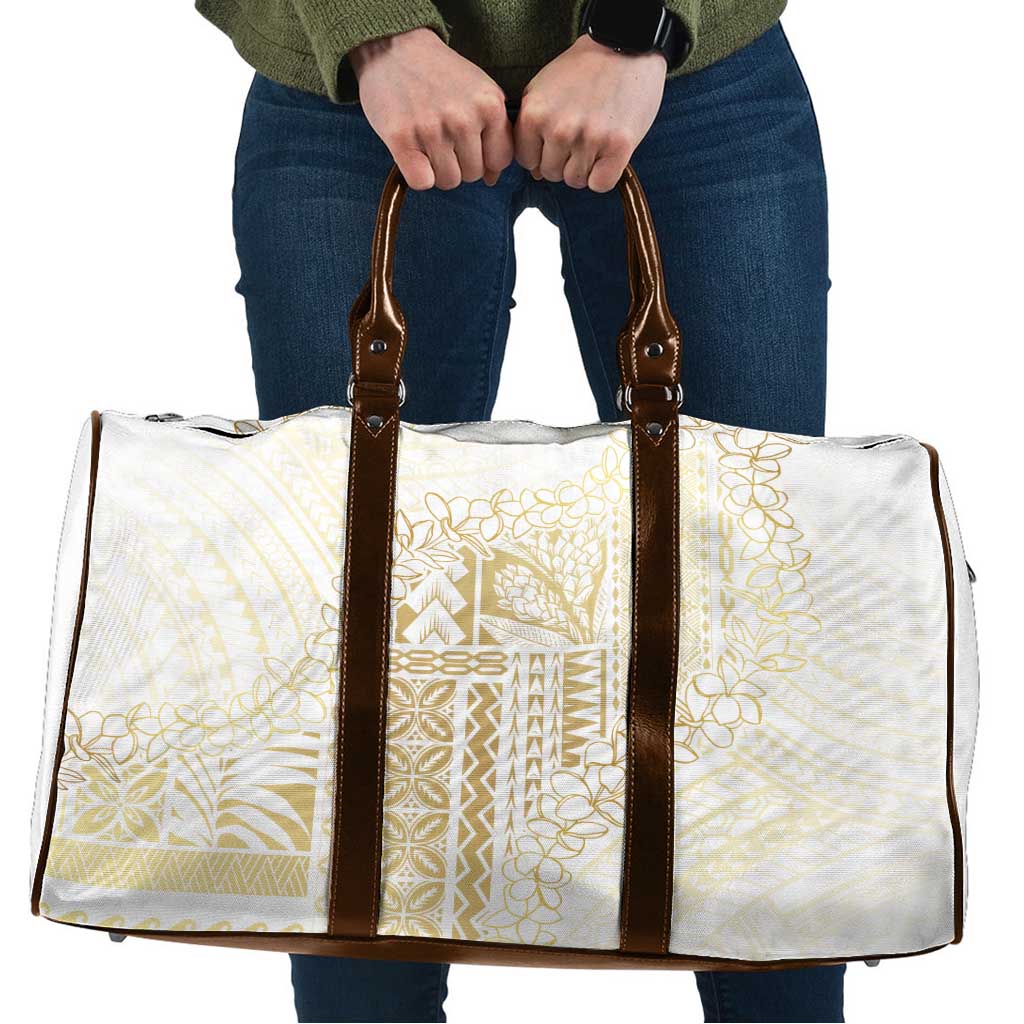 Samoa Lotu Tamaiti Mamanu Siapo Travel Bag Golden Plumeria LT7 Gold - Polynesian Pride