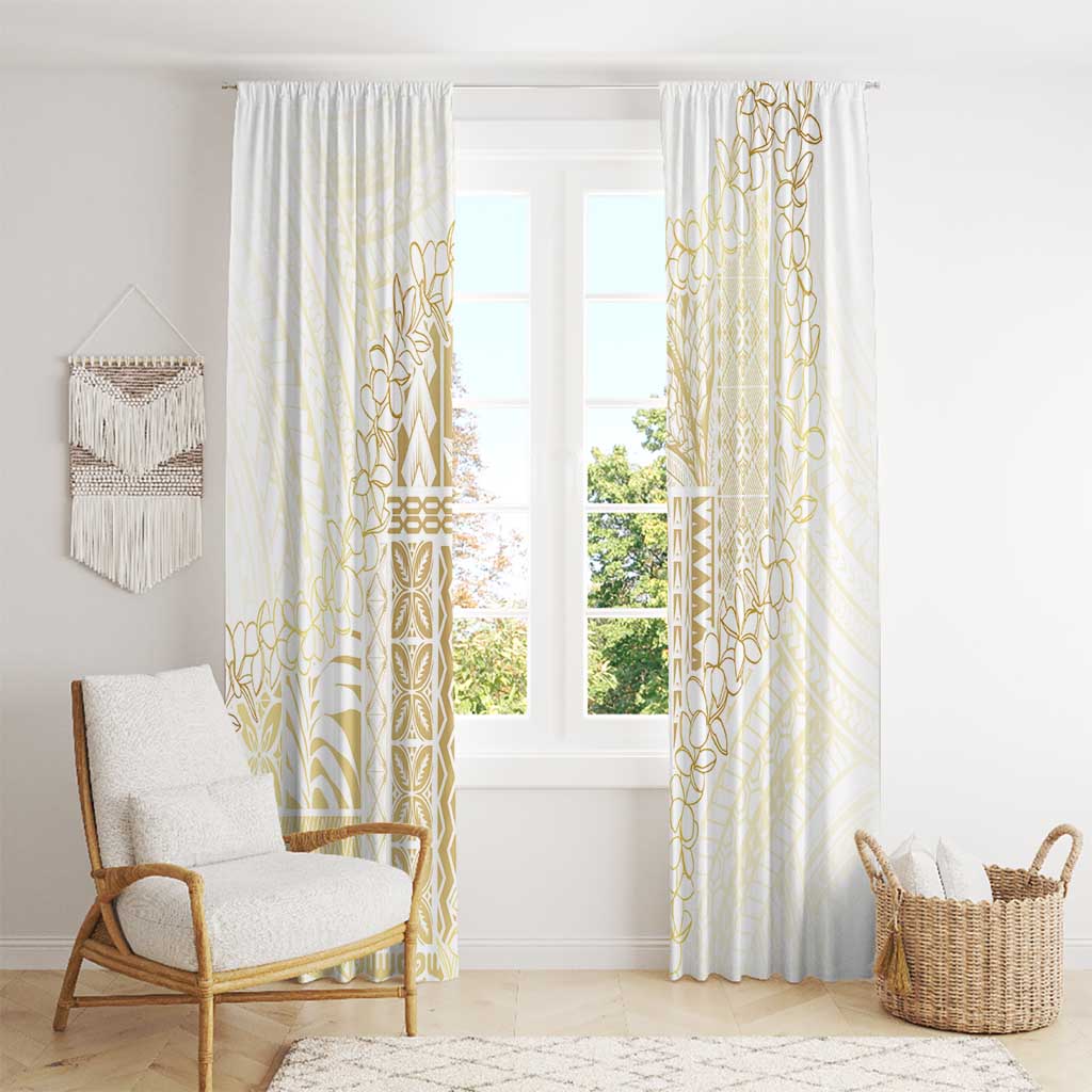 Samoa Lotu Tamaiti Mamanu Siapo Window Curtain Golden Plumeria - Polynesian Pride