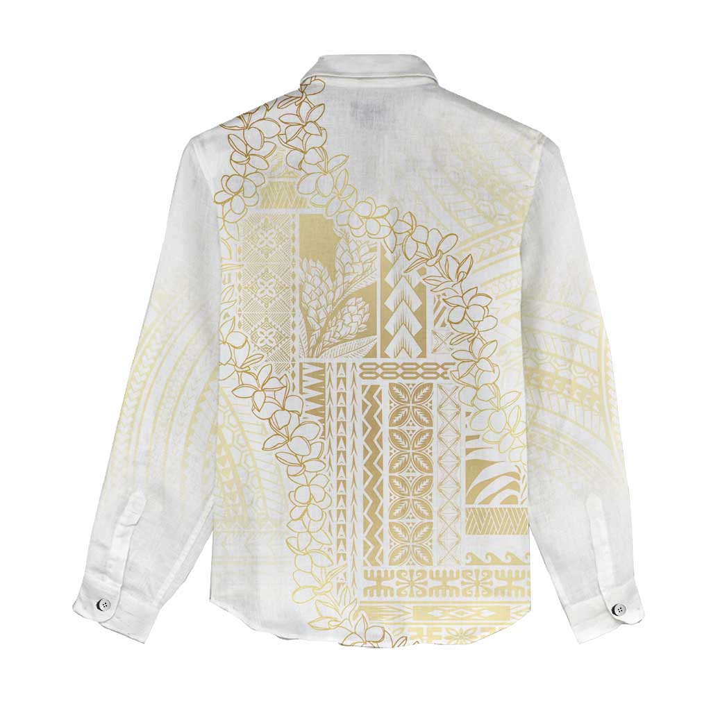 Samoa Lotu Tamaiti Mamanu Siapo Women Casual Shirt Golden Plumeria - Polynesian Pride