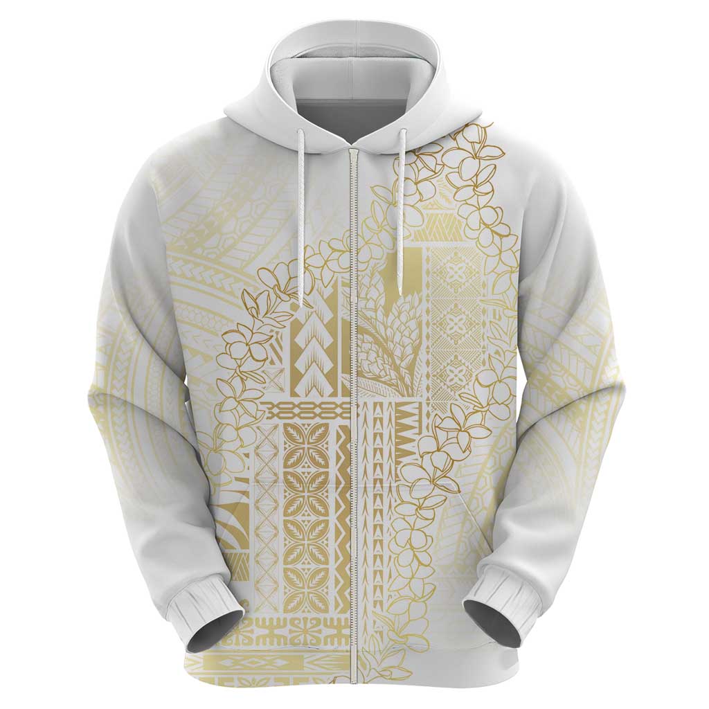 Samoa Lotu Tamaiti Mamanu Siapo Zip Hoodie Golden Plumeria - Polynesian Pride
