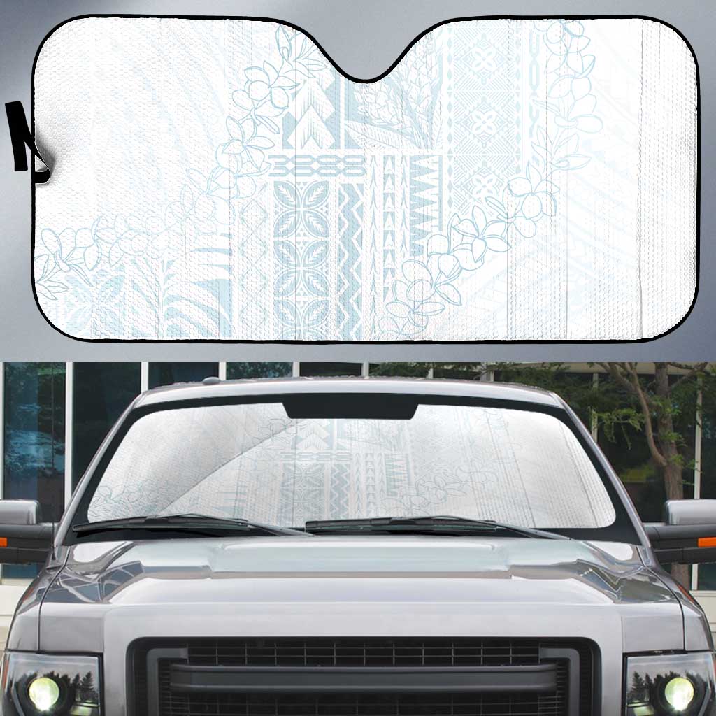 Samoa Lotu Tamaiti Mamanu Siapo Auto Sun Shade Off White Plumeria - Polynesian Pride