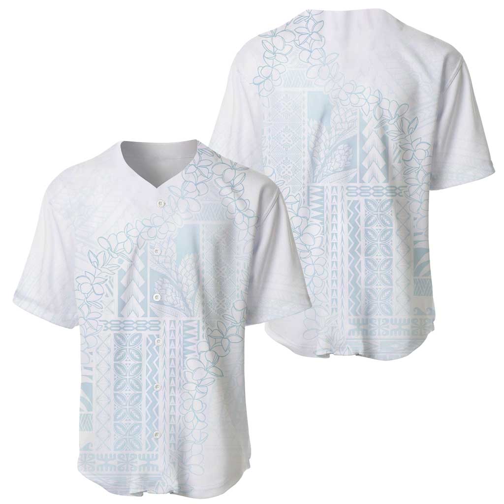 Samoa Lotu Tamaiti Mamanu Siapo Baseball Jersey Off White Plumeria - Polynesian Pride