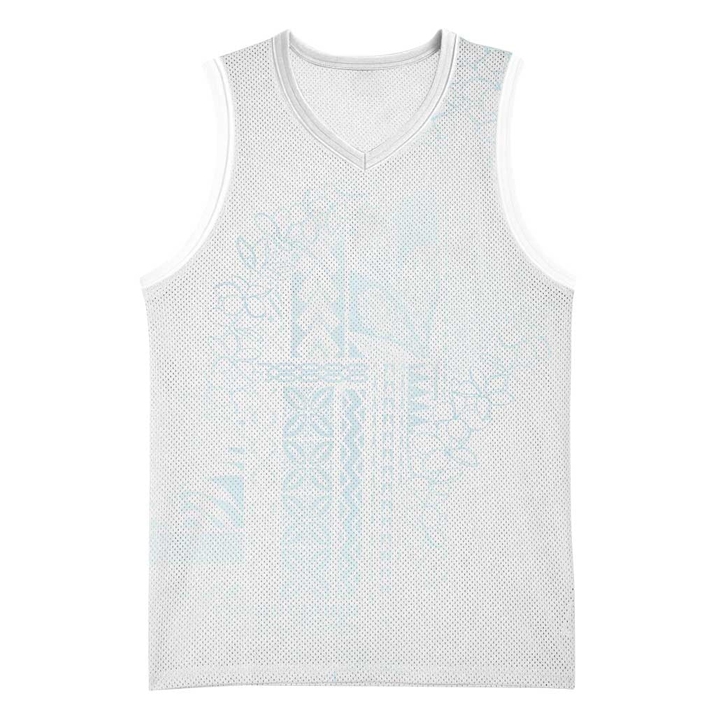 Samoa Lotu Tamaiti Mamanu Siapo Basketball Jersey Off White Plumeria LT7 Unisex Baby Blue - Polynesian Pride