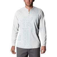 Samoa Lotu Tamaiti Mamanu Siapo Button Sweatshirt Off White Plumeria - Polynesian Pride